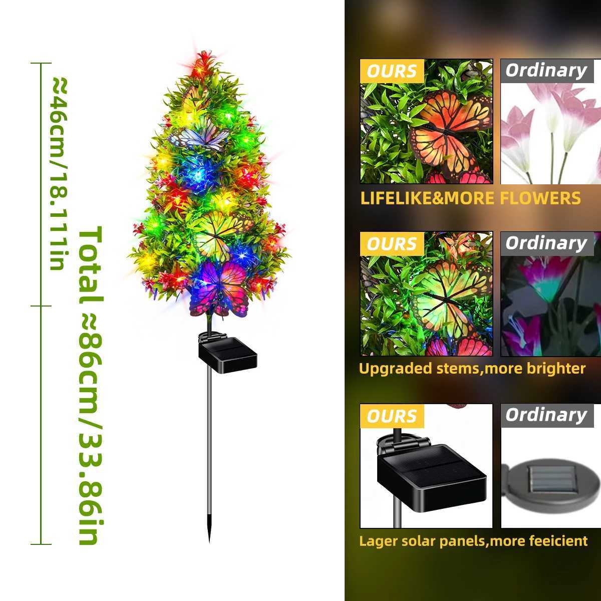 Eucalyptus Butterfly Solar Simulation Flower Garden Light Outdoor IP65 Waterproof LED Decoration for Courtyard LawnXJ250606