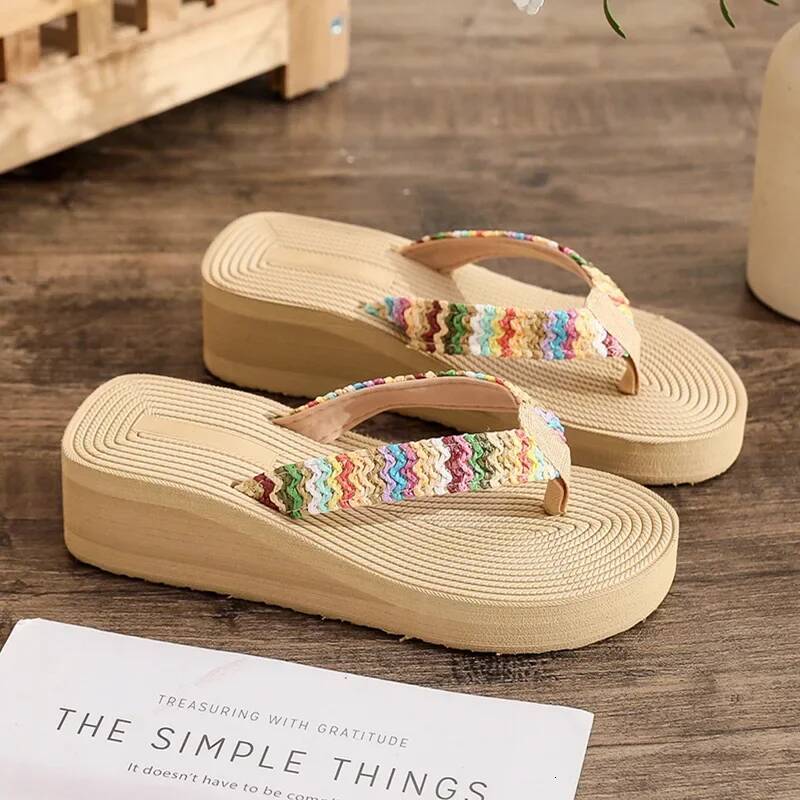 Ddmyoutdoor Women S Fashion Trend Linen Multi Color Suower Anti Slip Wear Soft Sole Flat Flip Flops New Beach Shoes outdoor shoes