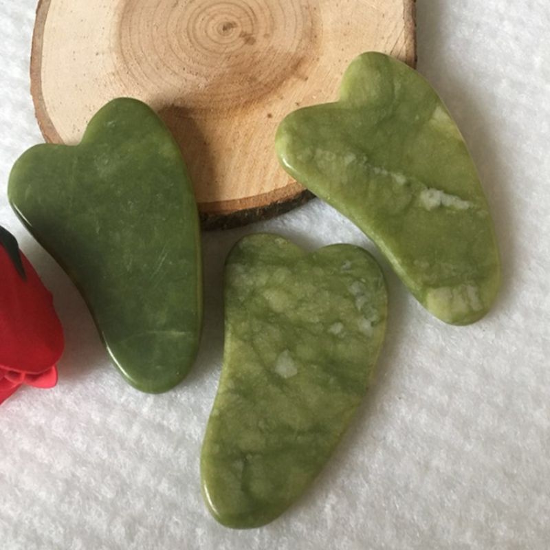 Natural xiuyan stone Green Jade Guasha gua sha Board massager for scrapping therapy jade roller