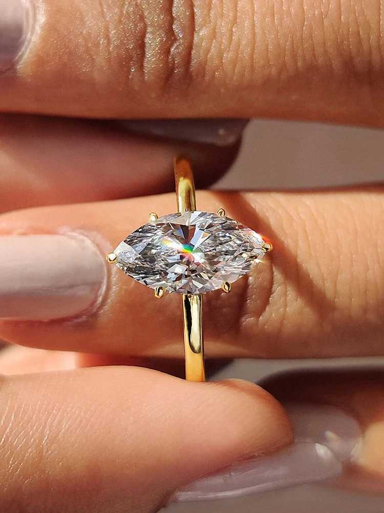 925 Sterling Silver Simple Classic 2 Carats Horse Eye Zircon Ring For Women Engagement Wedding Luxury High Quality Fine Jewelry XJ250606