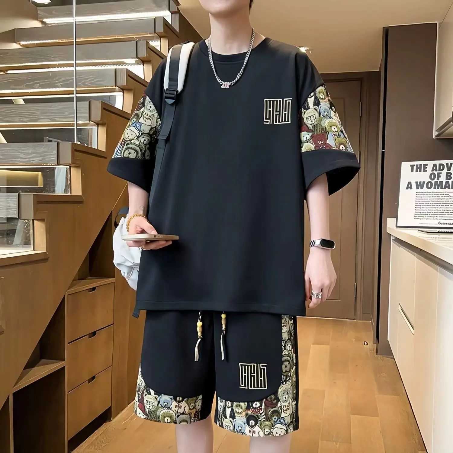 T-shirts + shorts 2025 summer fashion Sportswear shirts Mens Casual Sets Male Fashion shirts and shorts full size M-5XL W250609