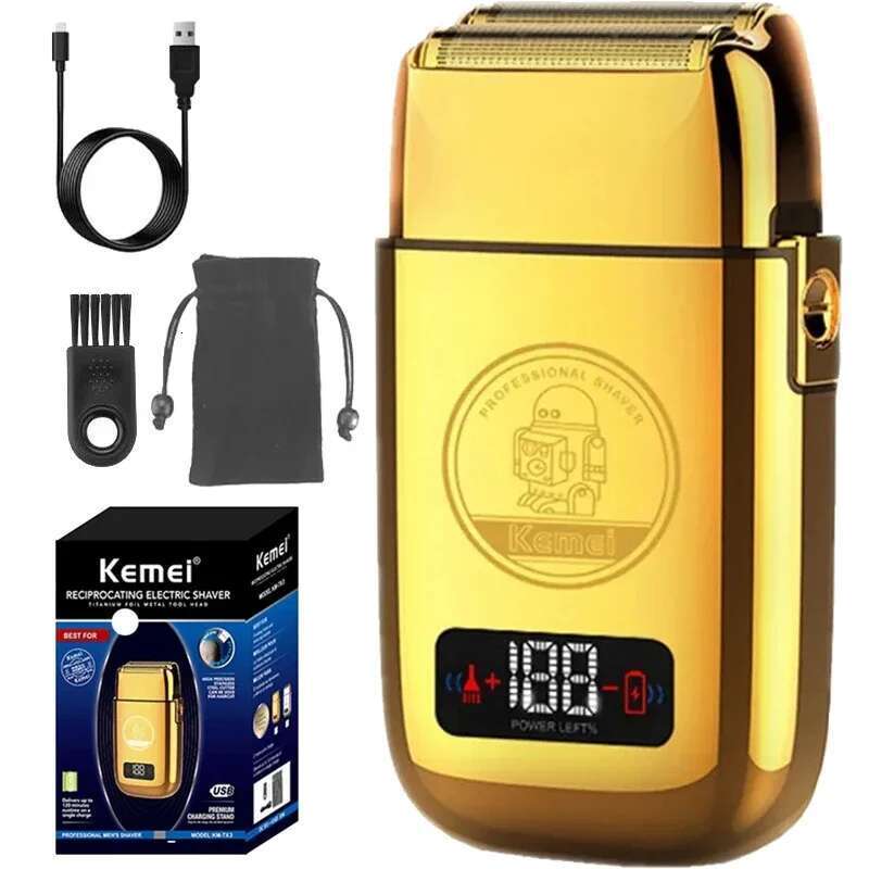 Km-Tx3 Metal Housing Rechargeable Shaver For Men Hair Beard Electric Bald Head Shaving Hine Professional Razor