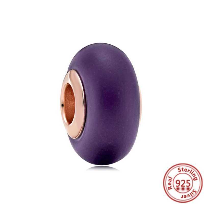 925 Sterling Silver Pink Red Green Blue Yellow Purple Murano Glass Sparkling Round Beads Fit Pantaro Charms Bracelet DIY Jewelry XJ250607