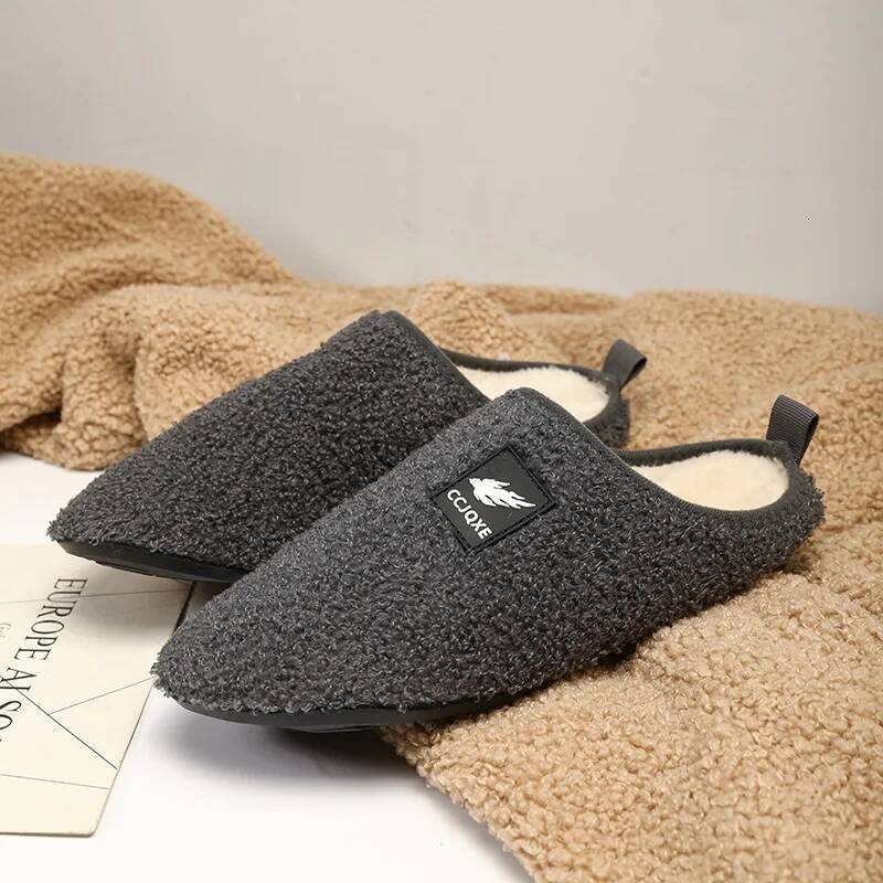 Ddmyoutdoor Fashion Winter Soft Sole Comfortable Mens Indoor Floor Antiskid Slides Bedroom Warm Plush Slippers Male Home Casual Cotton Shoes Beach out