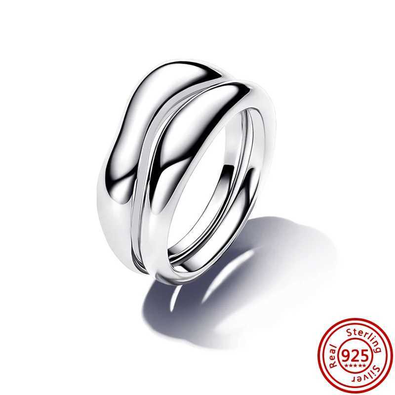 New 925 Sterling Silver Sparkling Golden Ring Love Zircon Pearl Black And White Stars Two Piece Set Charm Rings Jewelry Gift XJ250606