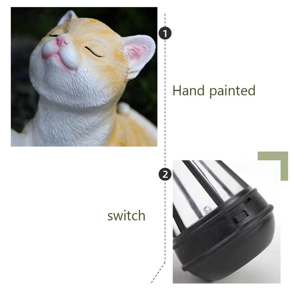 Solar Cat Garden Light Resin Outdoor Lantern Animal Yard Lamp Charming Creative Cat Decor for Yard Lawn Patio W250607