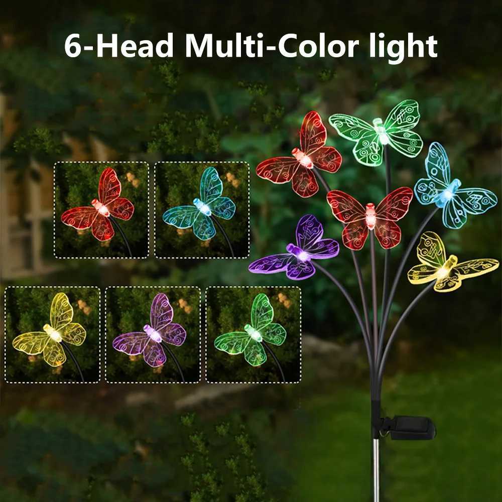 Solar LED Lights Outdoor Waterproof Garden Butterfly Sunlight LED Lamp Landscape Lawn Light Home Decor Lamp 6/8/10 Heads LightingXJ250606