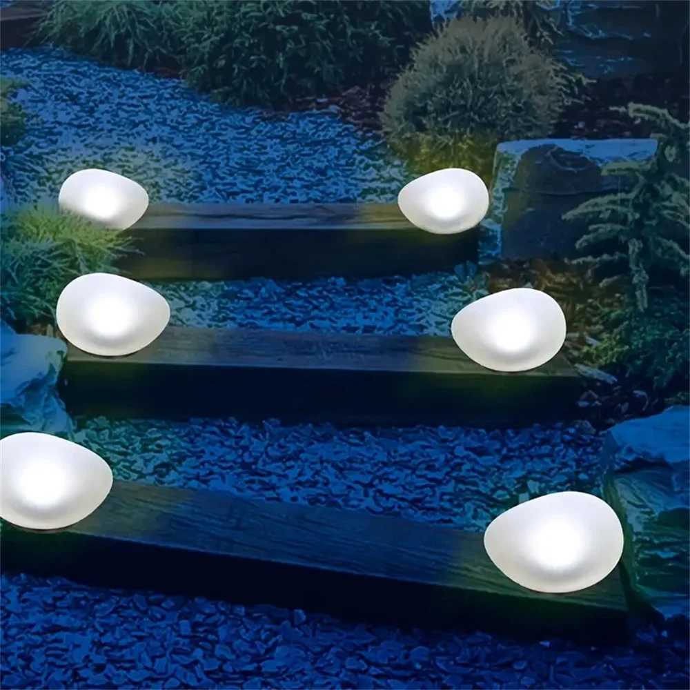 Solar Powered Pebble Stone Lamp Outdoor Park Garden Atmosphere Decoration Landscape Lamp Outdoor Villa Courtyard Lamp XJ250606