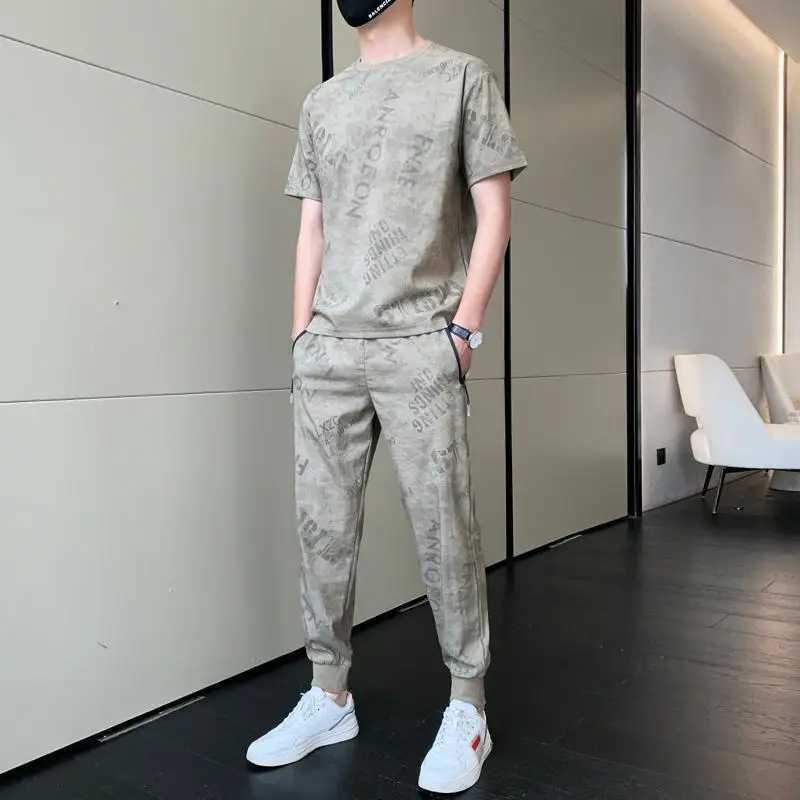 Mens T Shirt Pants Sets Jogging Sports Suits Cheap Basic Tracksuit Print Smooth Top 5xl Regular Fit Graphic S Xl Clothes for Men W250609