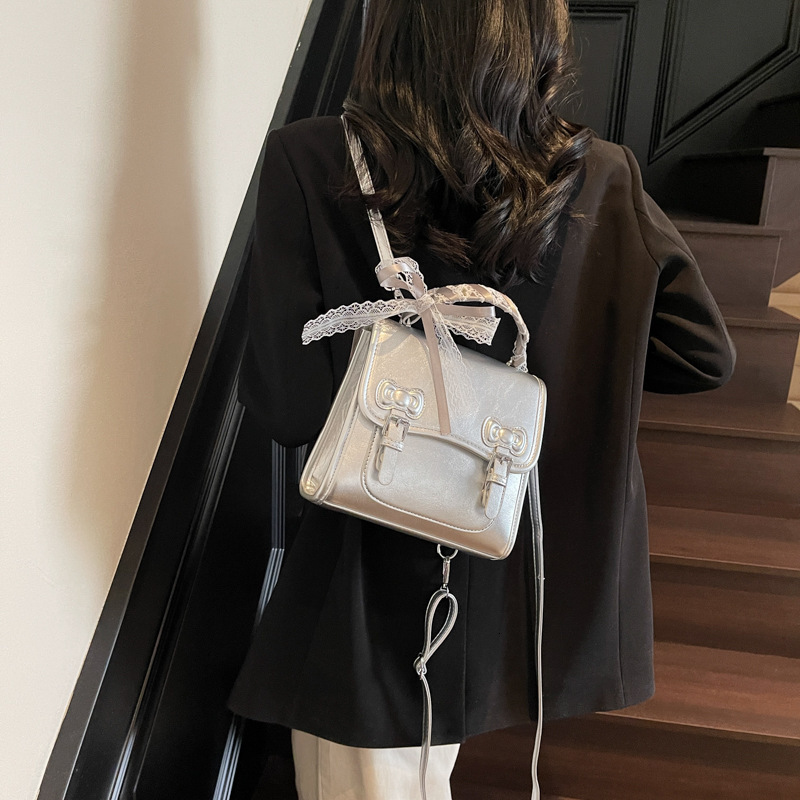 designer Korean Silk Scarf Handbag Women's 2025 New Trendy Fashion Backpack College Style Versatile Shoulder Bag