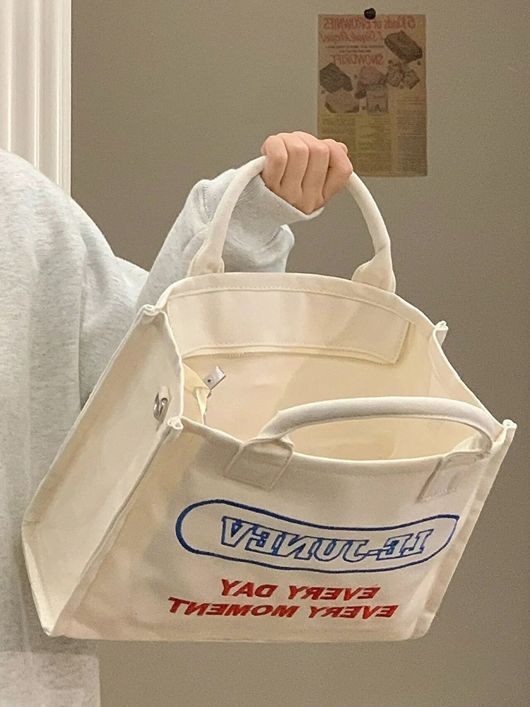 designer Student Class Bag for Women, Large Capacity Canvas Bag, College Style Versatile Letter Embroidery Shoulder Crossbody Tote Bag Trendy