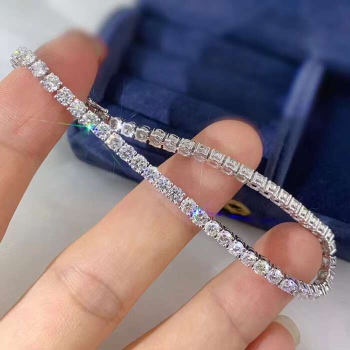 925 Sterling Silver Bracelet With D FL-VVS1 2.5mm to 5mm Moissanite Tennis Bracelets Bangles for Women