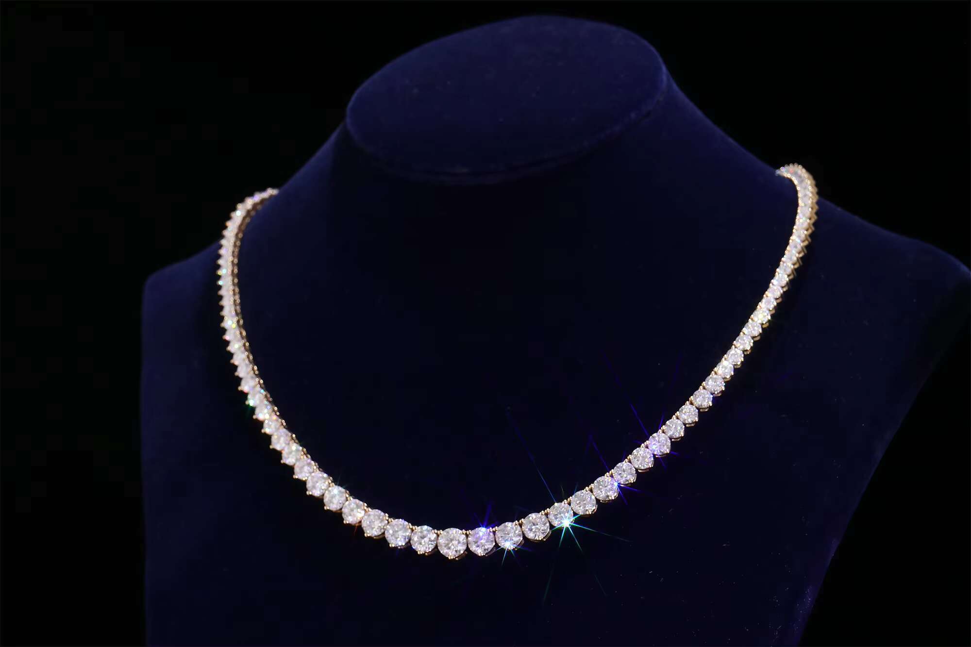 Men Chain Necklace Ice Chain for Nen 4K Yellow Gold Tennis Chain Moissanite Unisex Hip Hop Style Party Daily Wear Customization