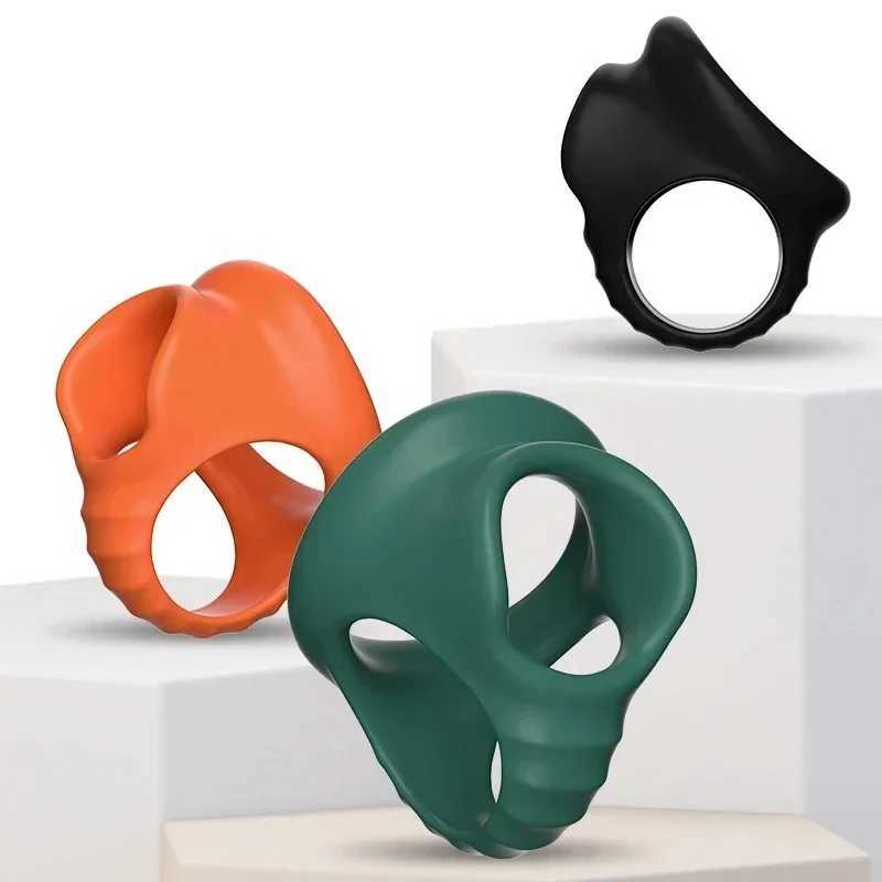 Penis Ring Reusable Male Chasity Cage Scrotum Stretcher Delayed Ejaculation Silicone Cock Ring Penis Enlargement Sex Toy for Men XJ250607