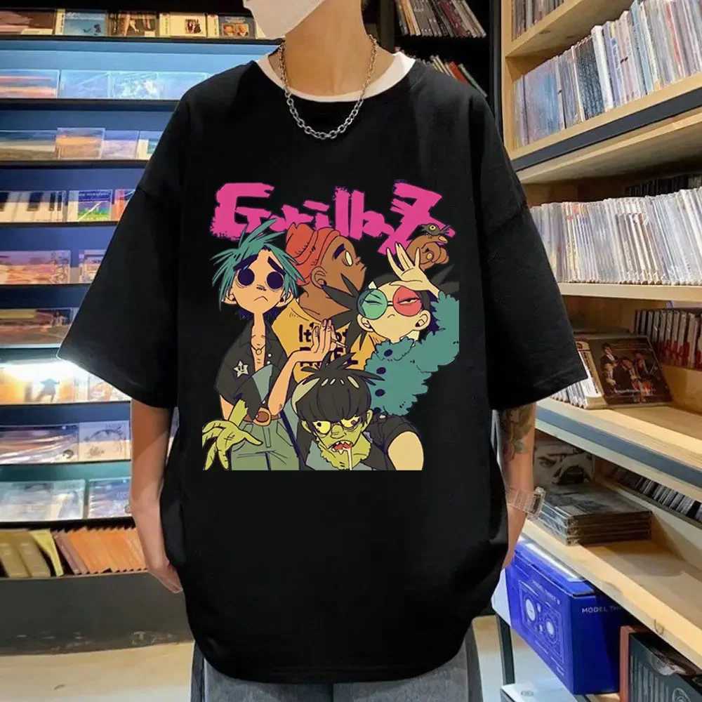Trend Band Gorillaz Printed T Shirts Men Women The High Street Fashion Oversized T-shirts Gothic Hip Hop Short Sleeve T-shirt W250607