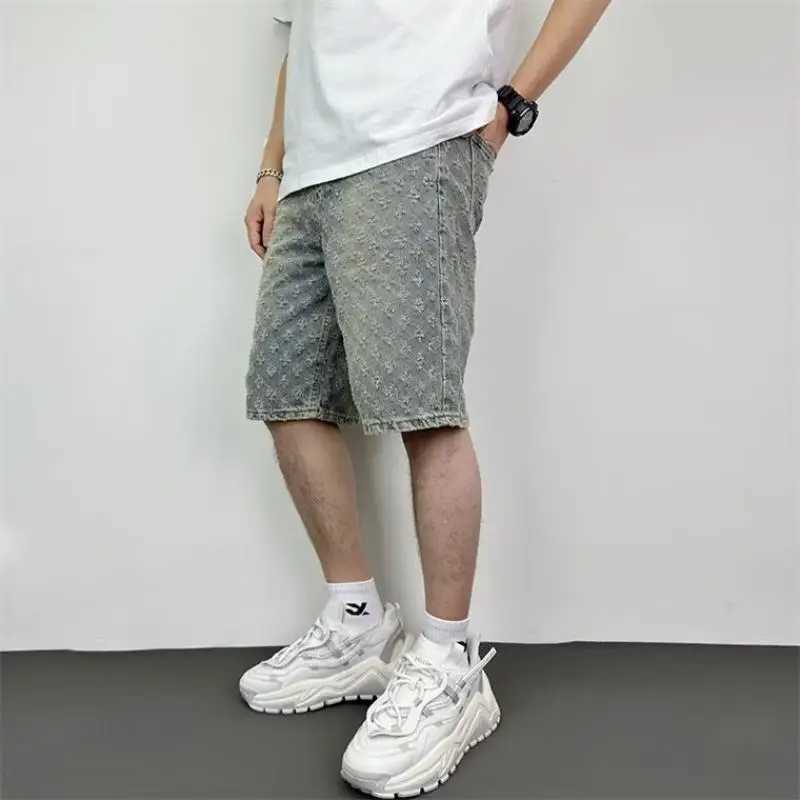 Workwear Pants Washed Denim Shorts Mens Denim Shorts Designer High Strt Fashion Loose Fit Fir Straight Leg Mens ShortsC250607