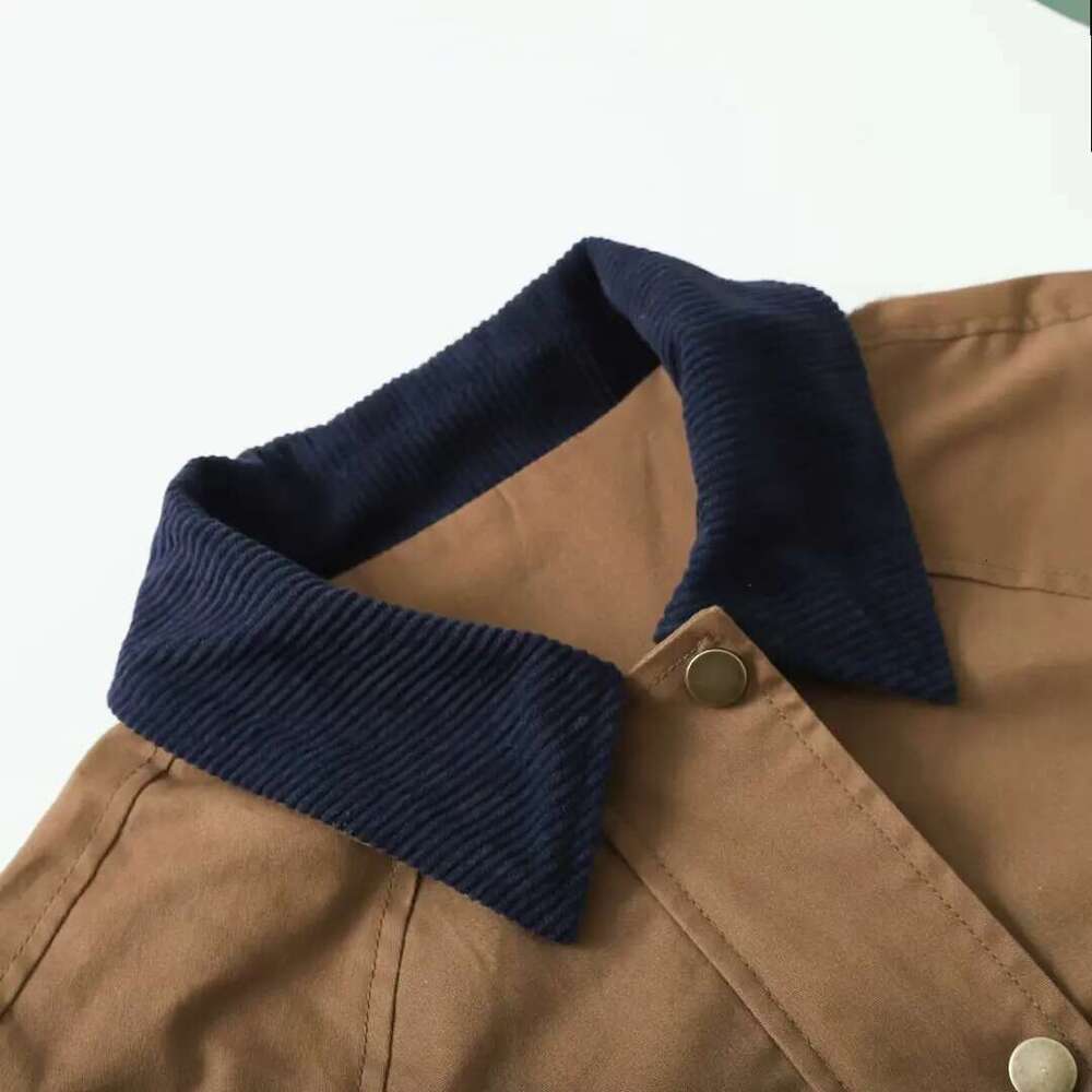 UNIZERA women's with loose contrasting color collar and waxed leather lapel exuding a spring style new jacket