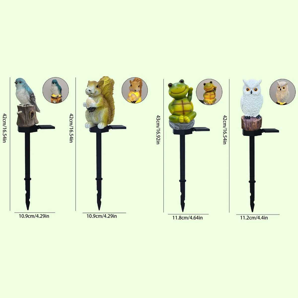 Solar Decorative Garden Light Waterproof Cute Animal Outdoor Figurine Lights Ornament Statue Decor for Pathway Patio LawnXJ250606