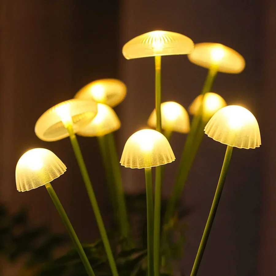 TIRVOSE Solar 10LED Jellyfish Mushroom Lights Outdoor Waterproof Garden Decoration Landscape Lawn Lamps for Patio Pathway Yard W250607