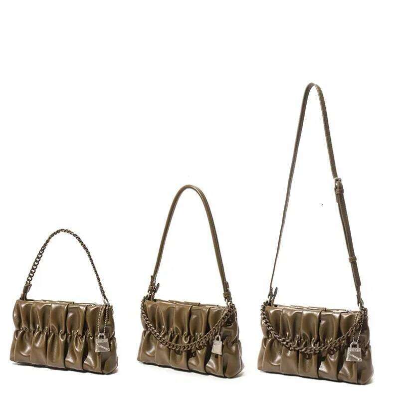 Hot Selling One Shoulder Fashion Ruched Small Square Crossbody Handbag Minimalist Style Women's Chain Underarm Bag Purses Designer Bags