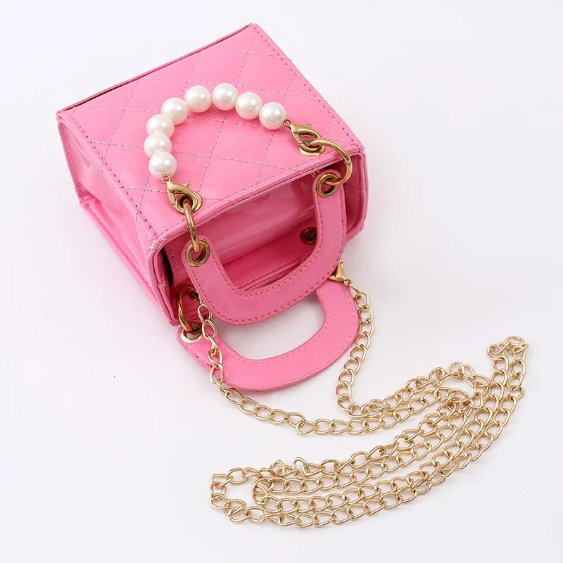 Childrens PU Leather Bag Pearl Selling One Shoulder Solid Color Fashion Simple Versatile Handbag Baby Girl Bag 250605