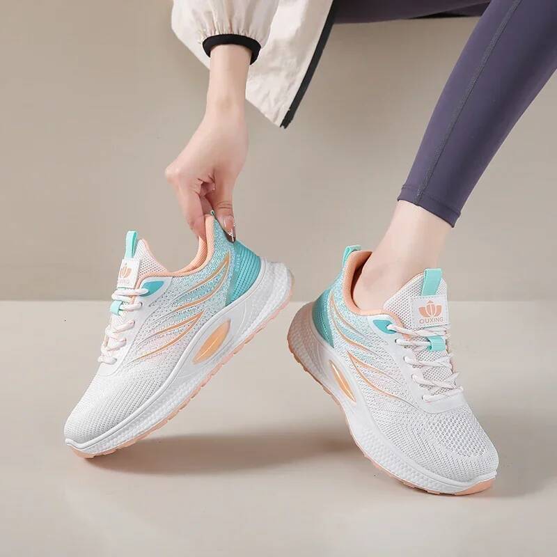 ddmyoutdoor Spring Women New Mesh Lightweight Sports Breath Lace Up Fiess Comfortable Thick Soled Casual Running Shoes Tenis Masculino Outdoor Outdoor
