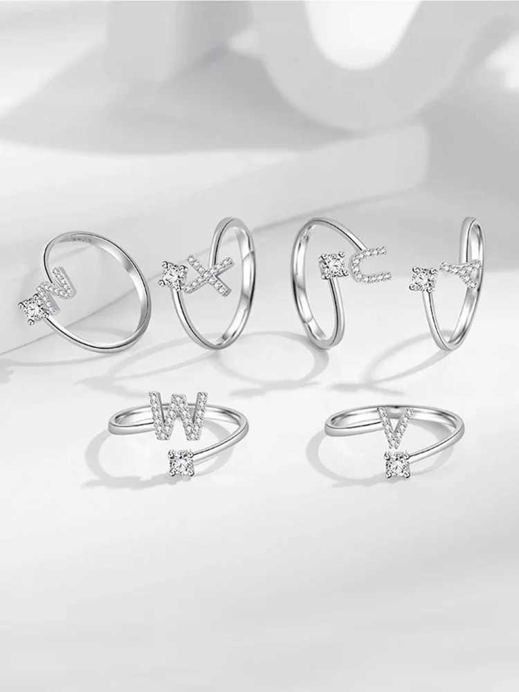 925 Sterling Silver Simplicity Classic Zircon Letter Opening Ring For Women Engagement Wedding Luxury High Quality Fine Jewelry XJ250606