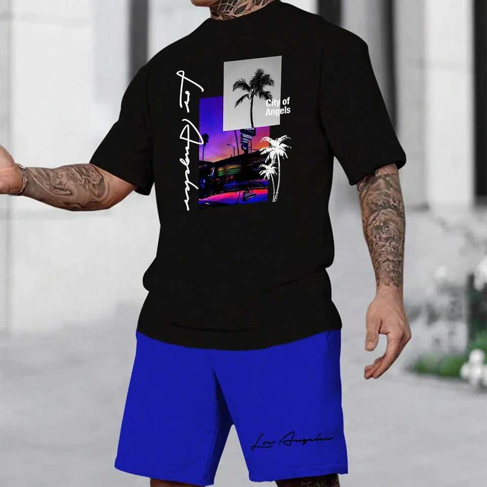Hawaiian Set European And American Trendy Beach Short Sleeved Shirt Mens Dopamine Beach Casual Shorts Set Soft And Comfortable W250609