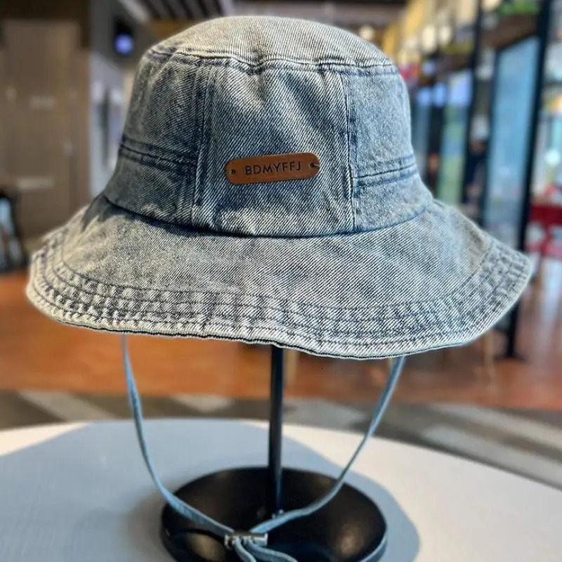 Bucket Hat Women Men Denim Fisherman Cap Outdoor Camping Mountaineering Retro Washed Sunshade Sun Hat Female 250605