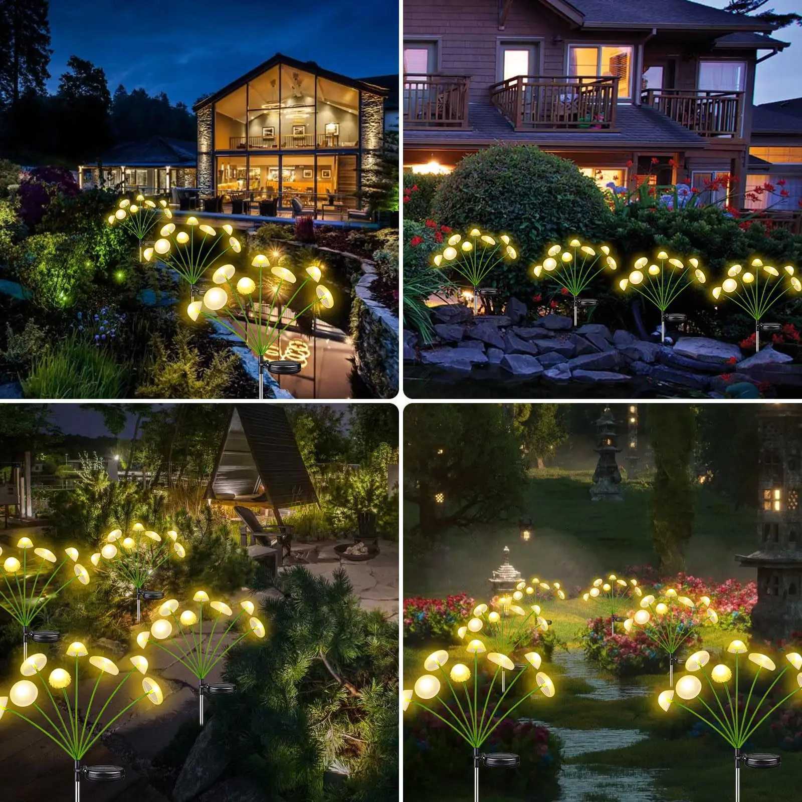Solar Lights Outdoor LED Solar Mushroom Lawn Lights Waterproof Party Yard Patio Pathway Jellyfish Lamp for Garden DecorationXJ250606