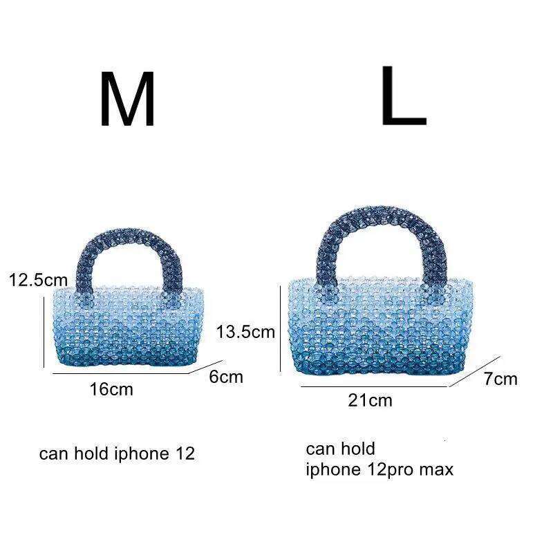 New Transparent Bags Women Summer Bead Acrylic High Quality Hand-Woven Fashion Woven Beach Bag Exquisite Purses