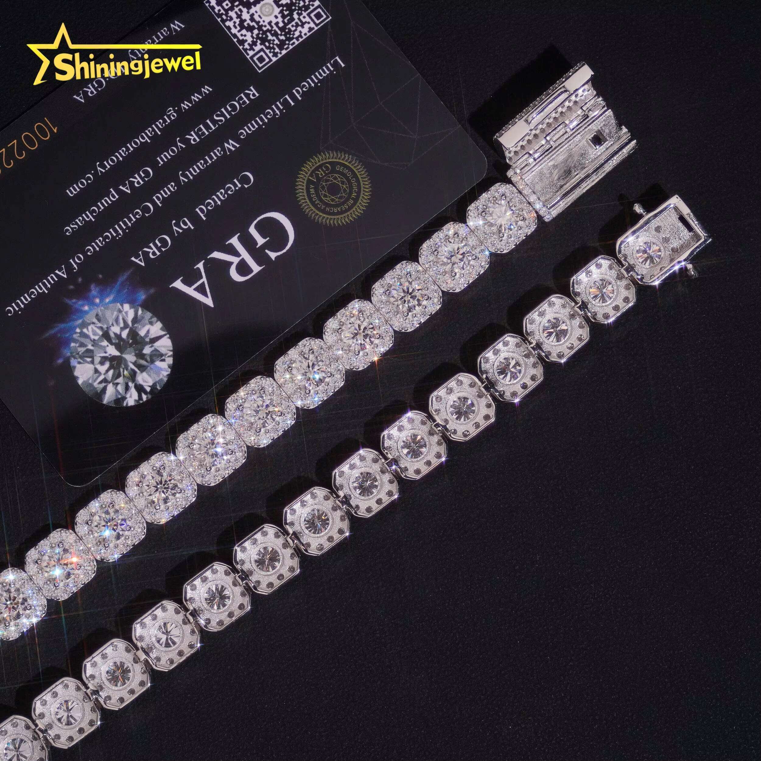 10mm Iced Out Halo Sugar Bracelet 925 Silver Cuban Bracelet Hot Sale Moissanite Diamond Miami Bracelet Hip Hop Jewelry