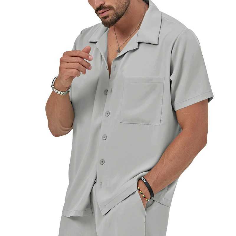 Summer Casual Mens Set Lightweight And Comfortable Mens Clothing Pocket Lapel Short-sleeved Shirt And Shorts Two-piece Suit W250609