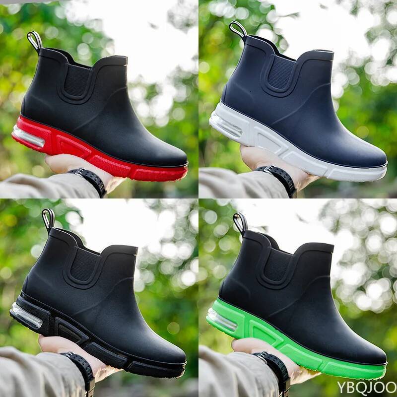 Ddmyoutdoor Men Rainboots Waterproof Rain Boots Ankle Fishing Car Wash Water Shoes PVC Male Winter Fashion Outdoor Flat Non Slip Comfortable Outdoor S