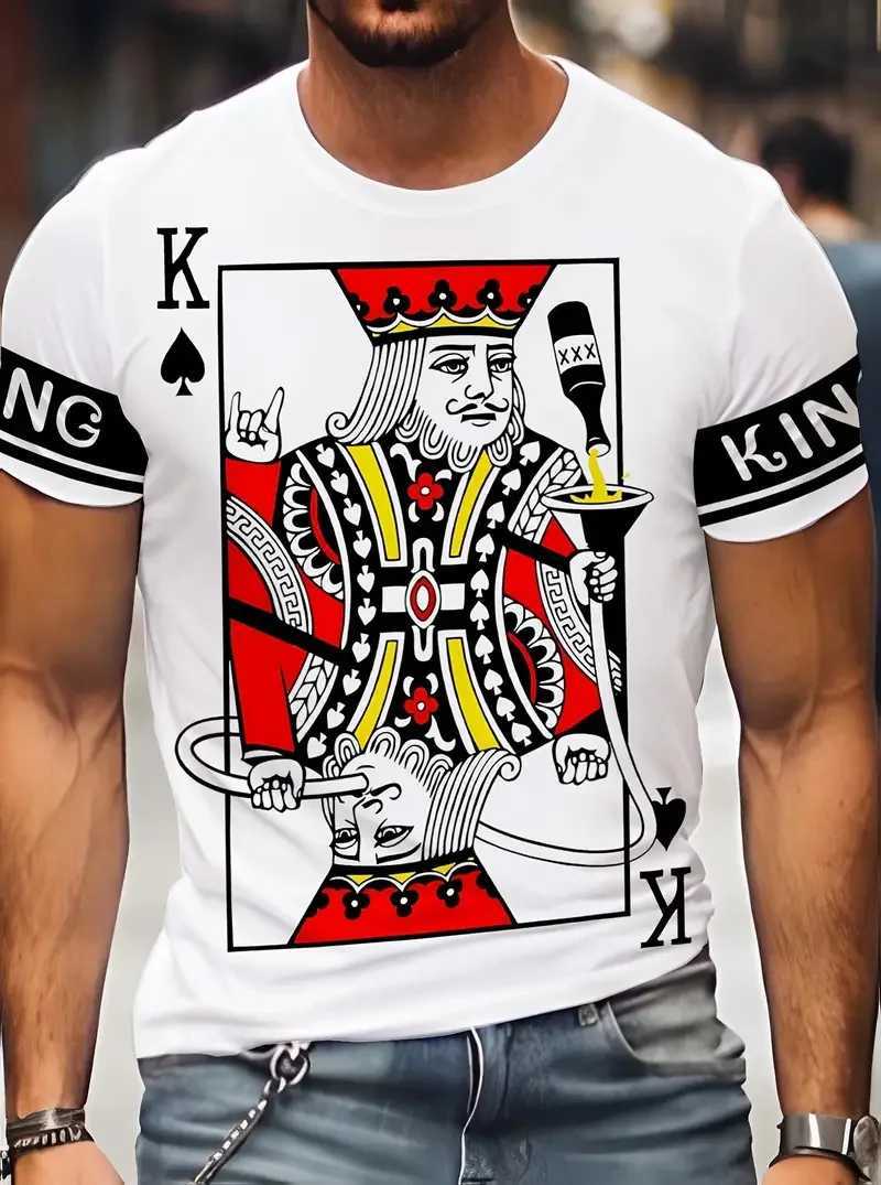 Summer casual 3D Poker A-pattern Retro Printed Mens T-shirts Short sleeves O-collar Oversized t-shirt Casual Fashion Sports Top W250607