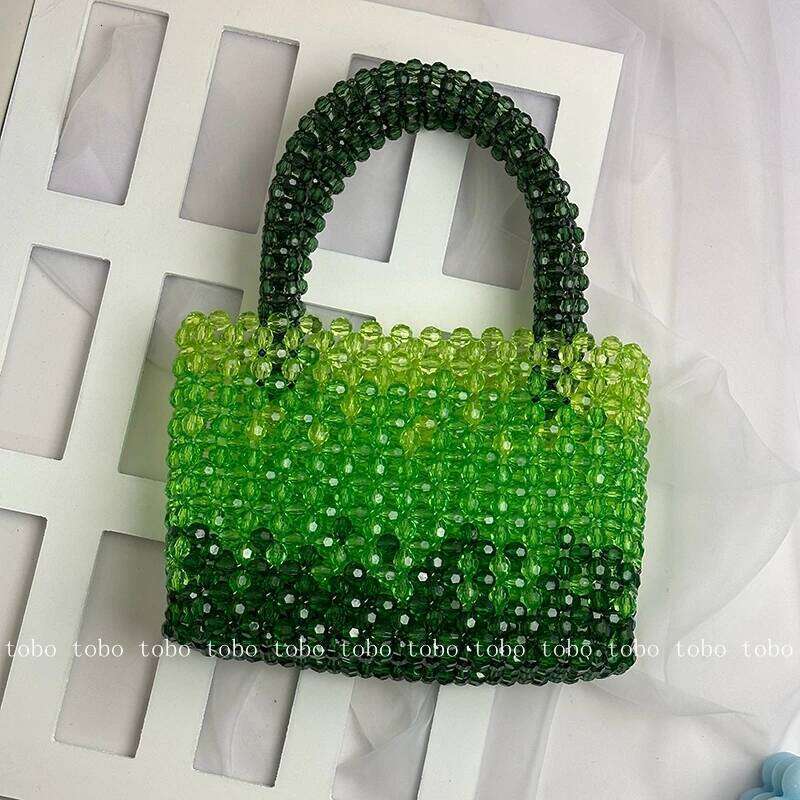 New Transparent Bags Women Summer Bead Acrylic High Quality Hand-Woven Fashion Woven Beach Bag Exquisite Purses