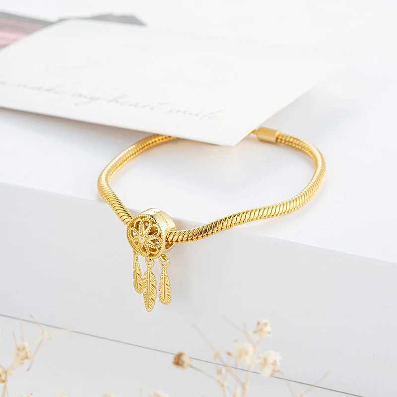 Miniso Gold Plated Series Charm Bead Fit Original European 925 Sterling Silver Bracelet Necklace DIY Jewelry Women Gift XJ250607