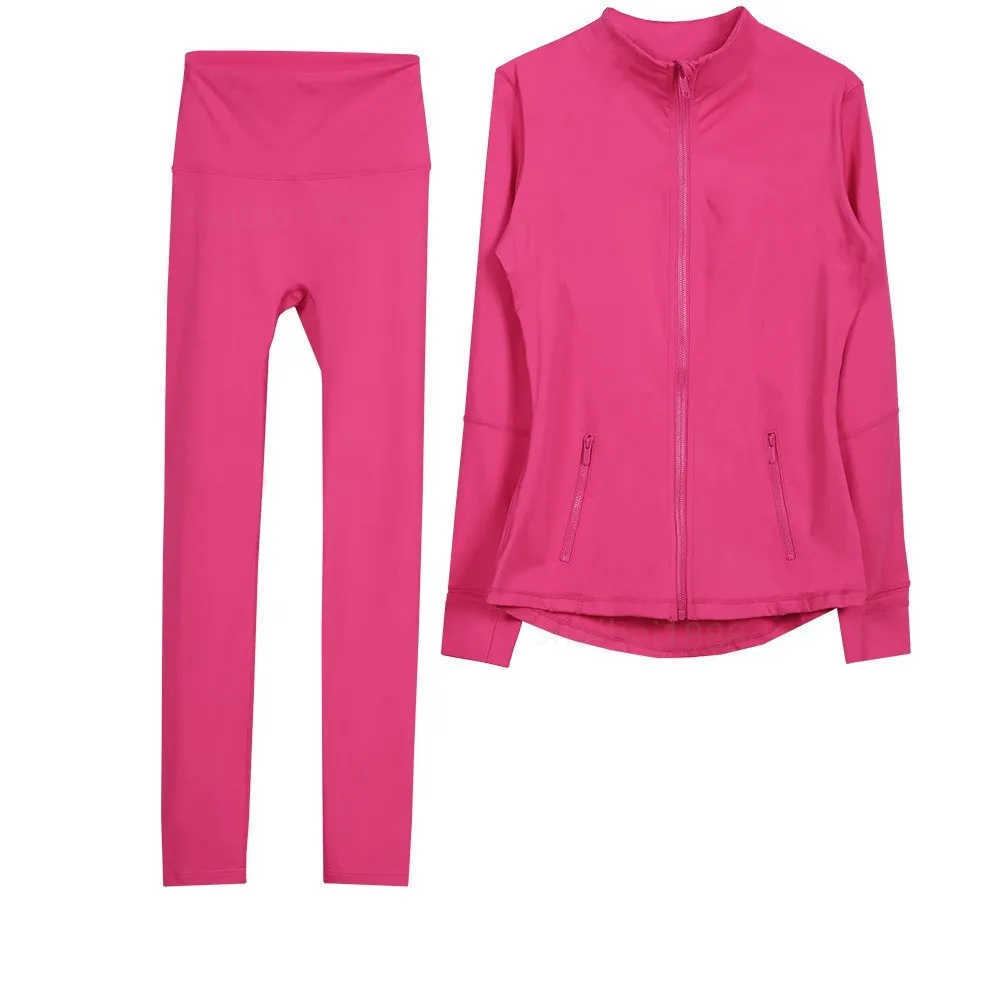 Women's Tracksuits Workout set Women Yoga Sets jackets shorts leggings Fiess sets High Waist Sports Jackets Zip Up Coat Elastic Sport