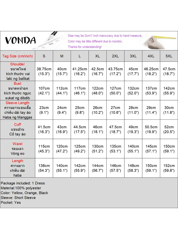 Plus Size VONDA Women Bohemian Dress 2025 Summer Sundress Solid Color Casual Short Sleeve Party Ruffled Vestidos VNeck Robe 250526