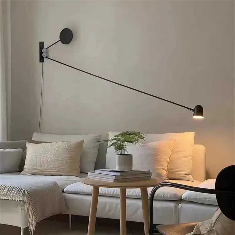 Long Pole Swing Arm Wall Lamp Adjustable Sconce Light for Reading Living Room Bedroom Living Room Home Decor Lights X250607