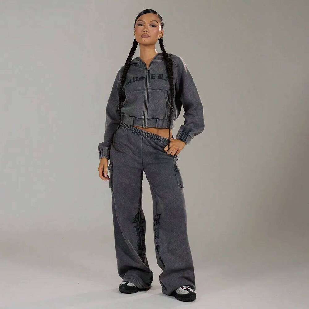 Autumn Winter New Embroidery Men and Women With the Same Style to Do Old Waste Wind Handsome Sports Sweatpants