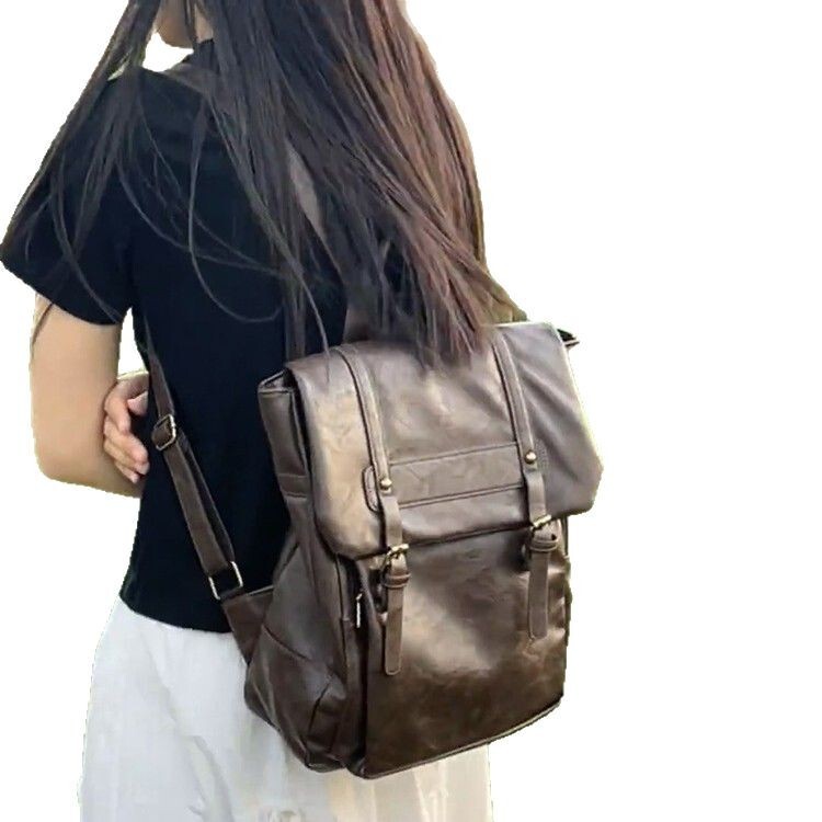 designer Korean Fashion Retro Backpack Large Capacity Laptop Bag Backpack for Female College Students Simple Commuter School Bag