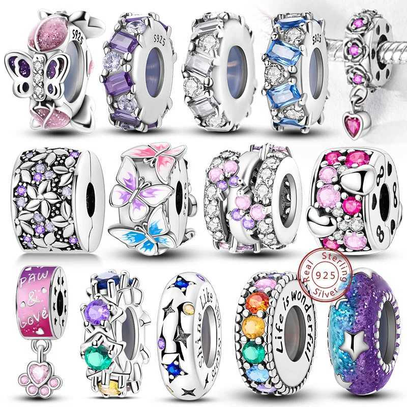 Fit Original Charms Beads 925 Sterling Silver Clip Charms Zircon Sile Spacer Beads for Bracelet Women DIY Gift PartyXJ250607