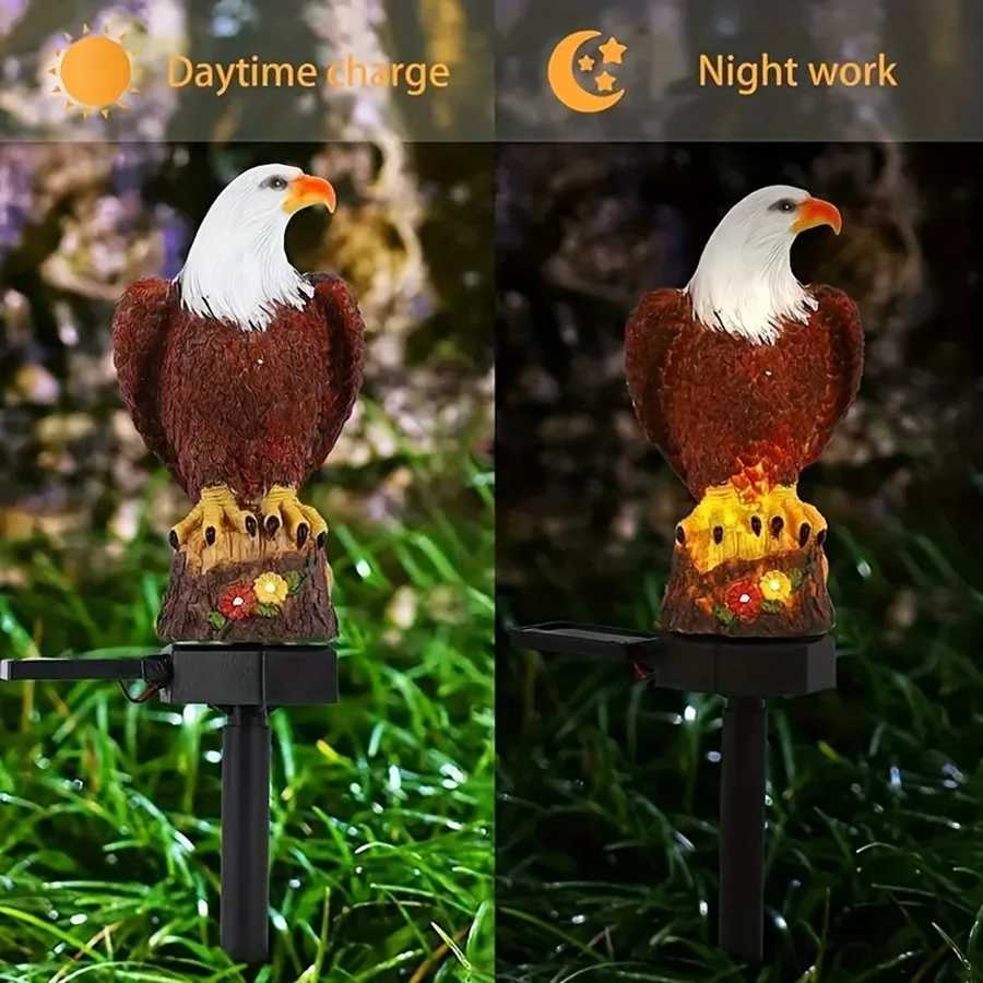 LED Solar Light IP44 Rainproof Resin Owl Lamp Animal Yard Lawn Garden Decoration Landscape Lighting Outdoor Ground Plug Lights XJ250606