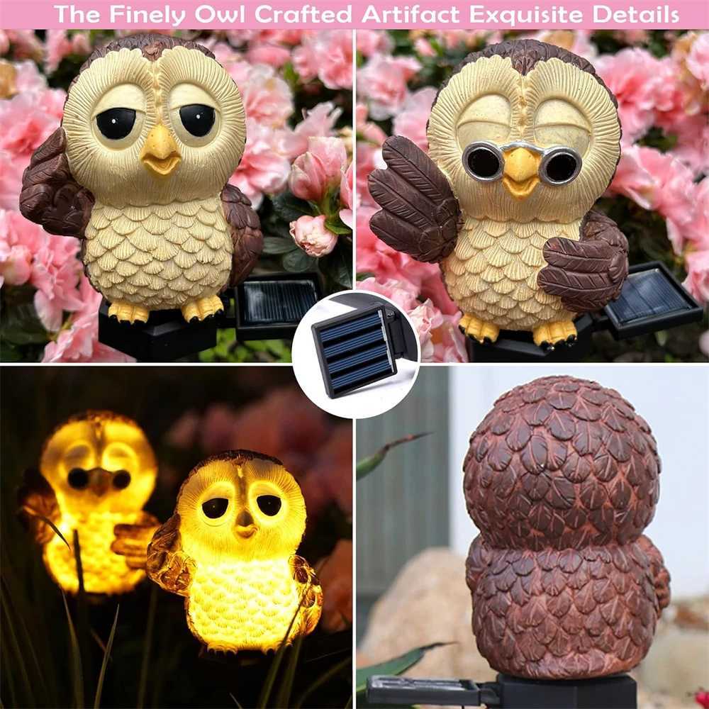Solar LED Owl Lawn Light Courtyard Garden Decoration Outdoor Garden Waterproof Resin Animal Figurine Lamp with Stake XJ250606