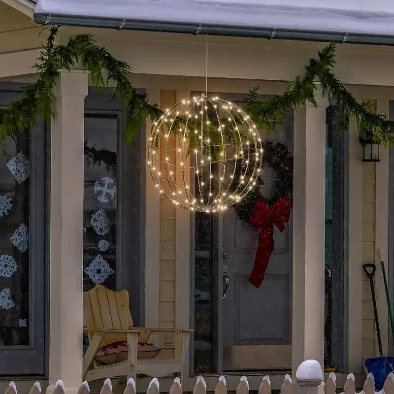 50cm Hanging Ball Light Garden Courtyard Rattan Tree Light Christmas Party Landscape Lamps Fold Metal Frame Home Fairy LightsXJ250606