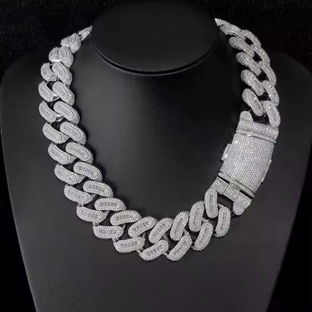 925 Silver Moissanite Necklace 29mm Cuban Chain Versatile Hip Hop Jewelry for Men Trendy Brand