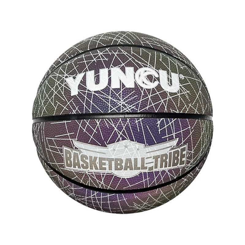 Basketball reflective luminous holographic moisture-absorbing PU basketball is suitable for night entertainment XJ250606