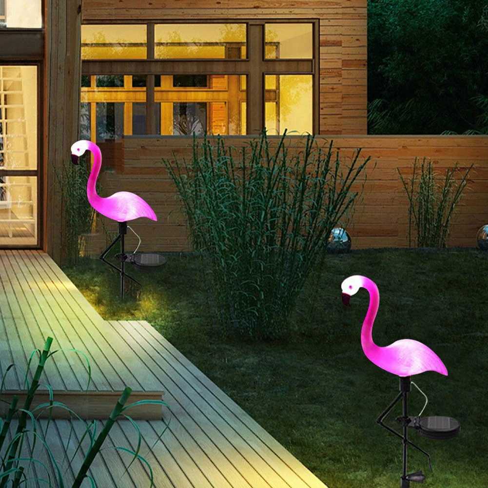 1pc / 2 pcs Flamingo Solar Lawn Lamp Solar Lights Garden Pink Flamingo Solar Yard Lights Solar Led Light for Yard Garden Decor XJ250606