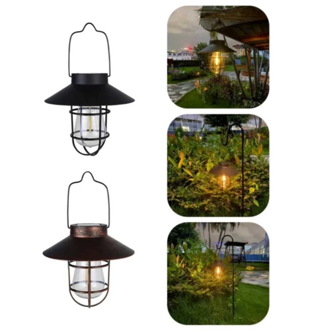 Solar Lantern Lamp Outdoor Waterproof Hanging Lamp Vintage Metal Solar Lights For Garden Yard Patio Xmas Party Decor Lighting XJ250606